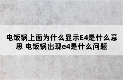 电饭锅上面为什么显示E4是什么意思 电饭锅出现e4是什么问题